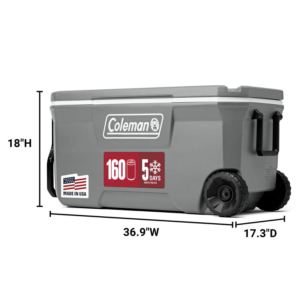 Coleman Classic Series 100-Quart Wheeled Cooler | Rock | Cup Holder