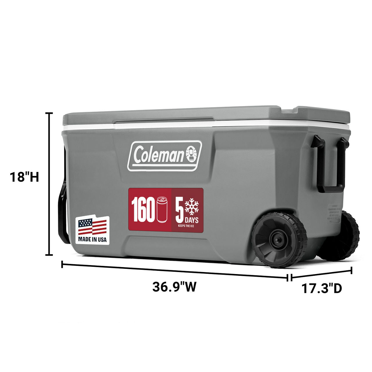 Coleman Classic Series 100-Quart Wheeled Cooler | Rock | Cup Holder