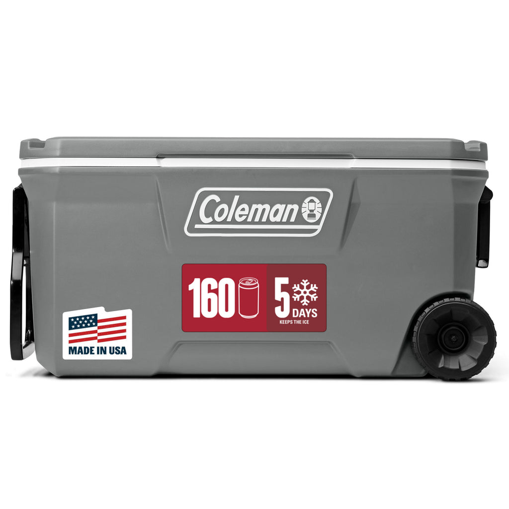 Coleman Classic Series 100-Quart Wheeled Cooler | Rock | Cup Holder