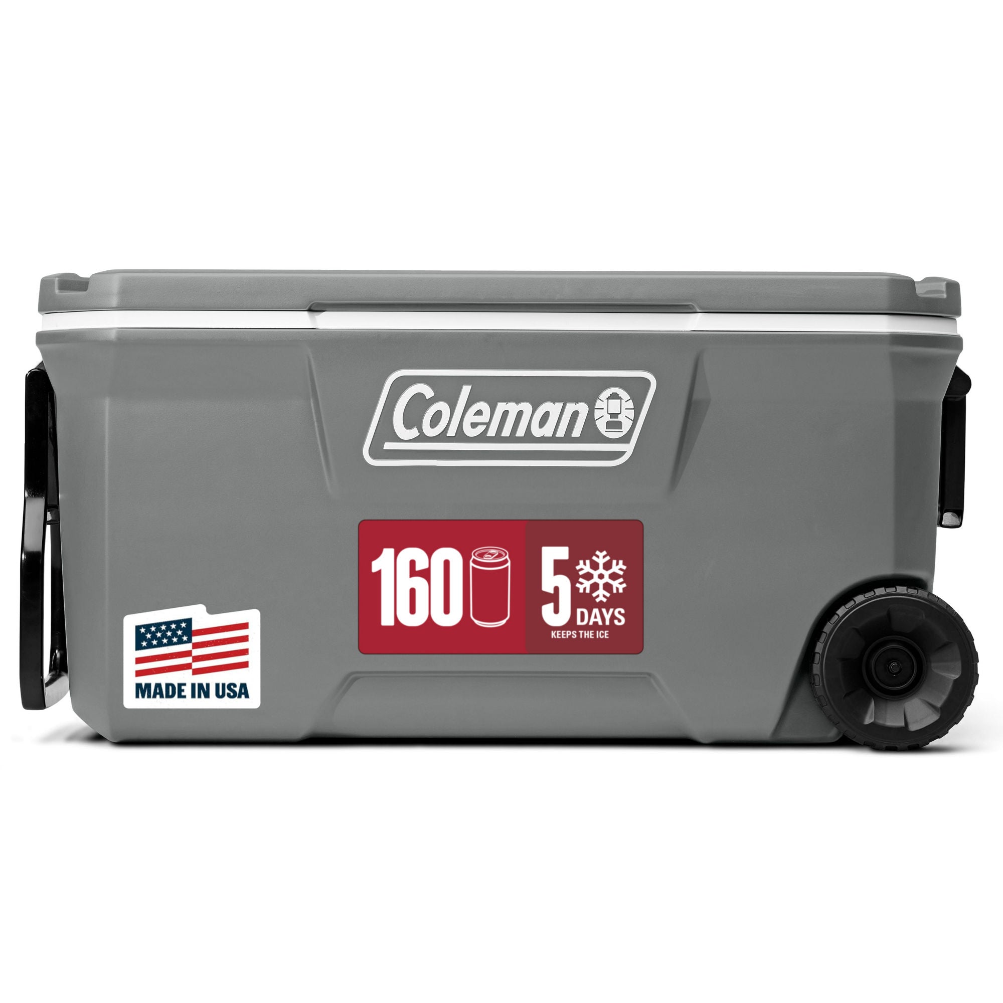 Coleman Classic Series 100-Quart Wheeled Cooler | Rock | Cup Holder