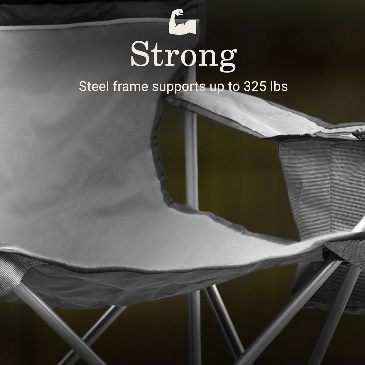 Coleman Camping Chair with Built-In 4-Can Cooler | Gray | Grey | Cup Holder | Strong Steel Frame | Adjustable Arm Heights