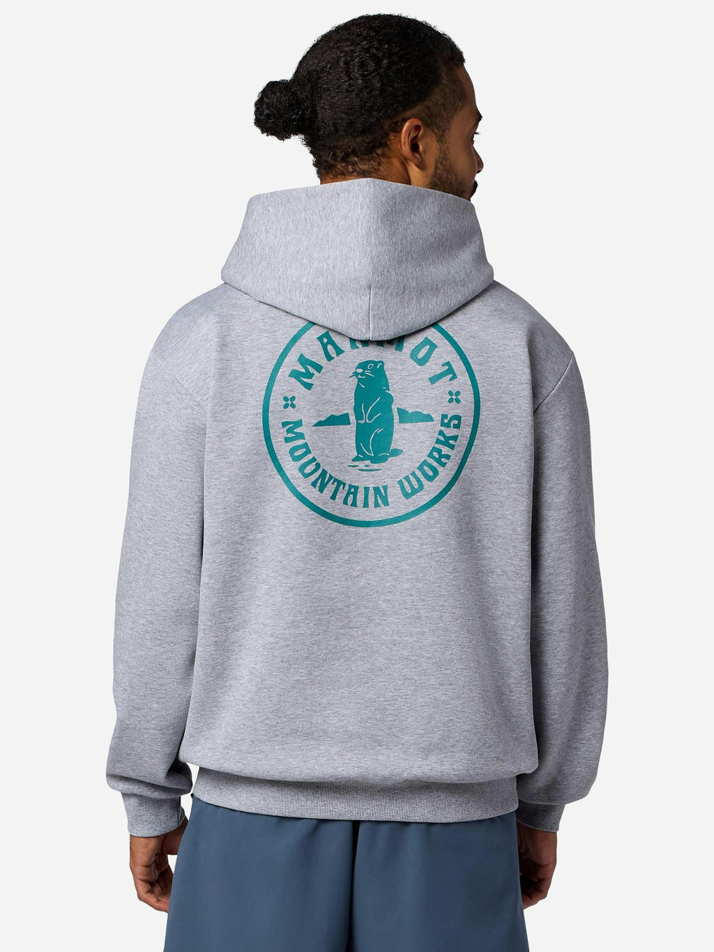 Marmot Men's Mountain Works Circle Critter Hoodie (Spring 2026) Shirt in Grey Heather | Recycled Cotton