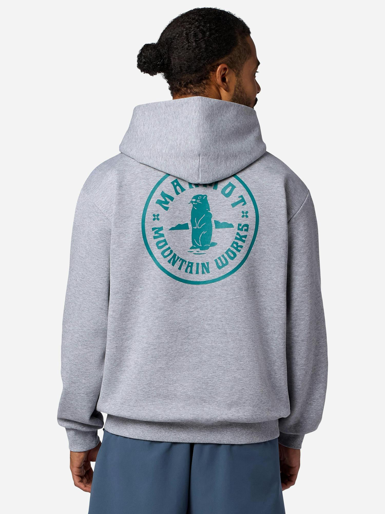 Marmot Men's Mountain Works Circle Critter Hoodie (Spring 2026) Shirt in Grey Heather | Recycled Cotton