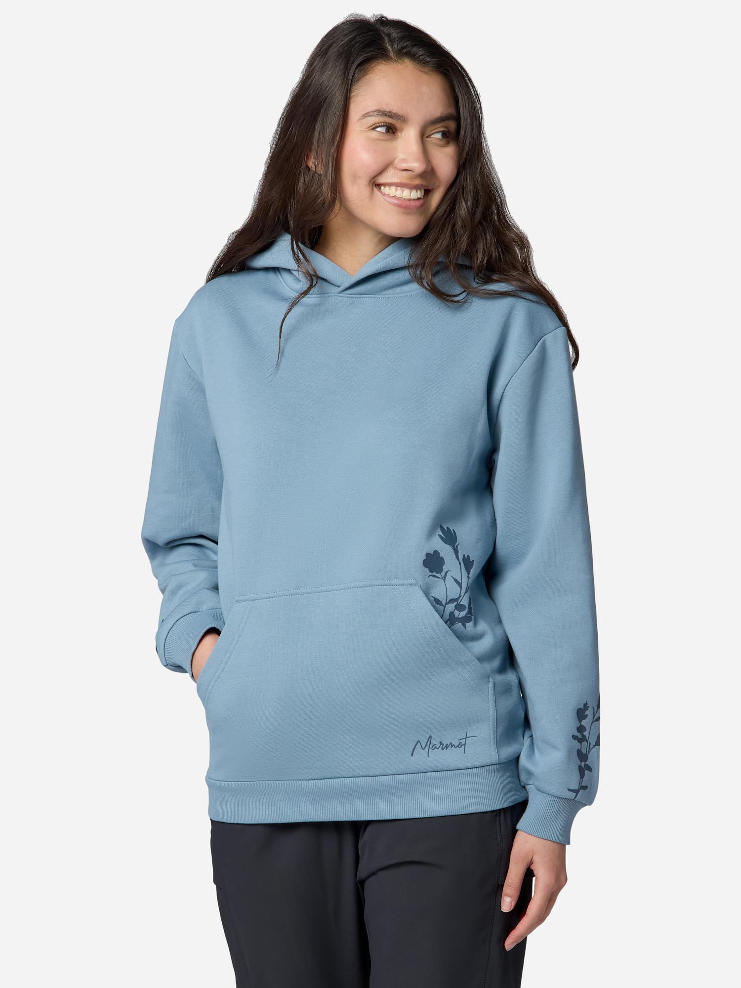 Marmot Women's Gatherer Hoodie Shirt in Hazy Blue | Recycled Cotton