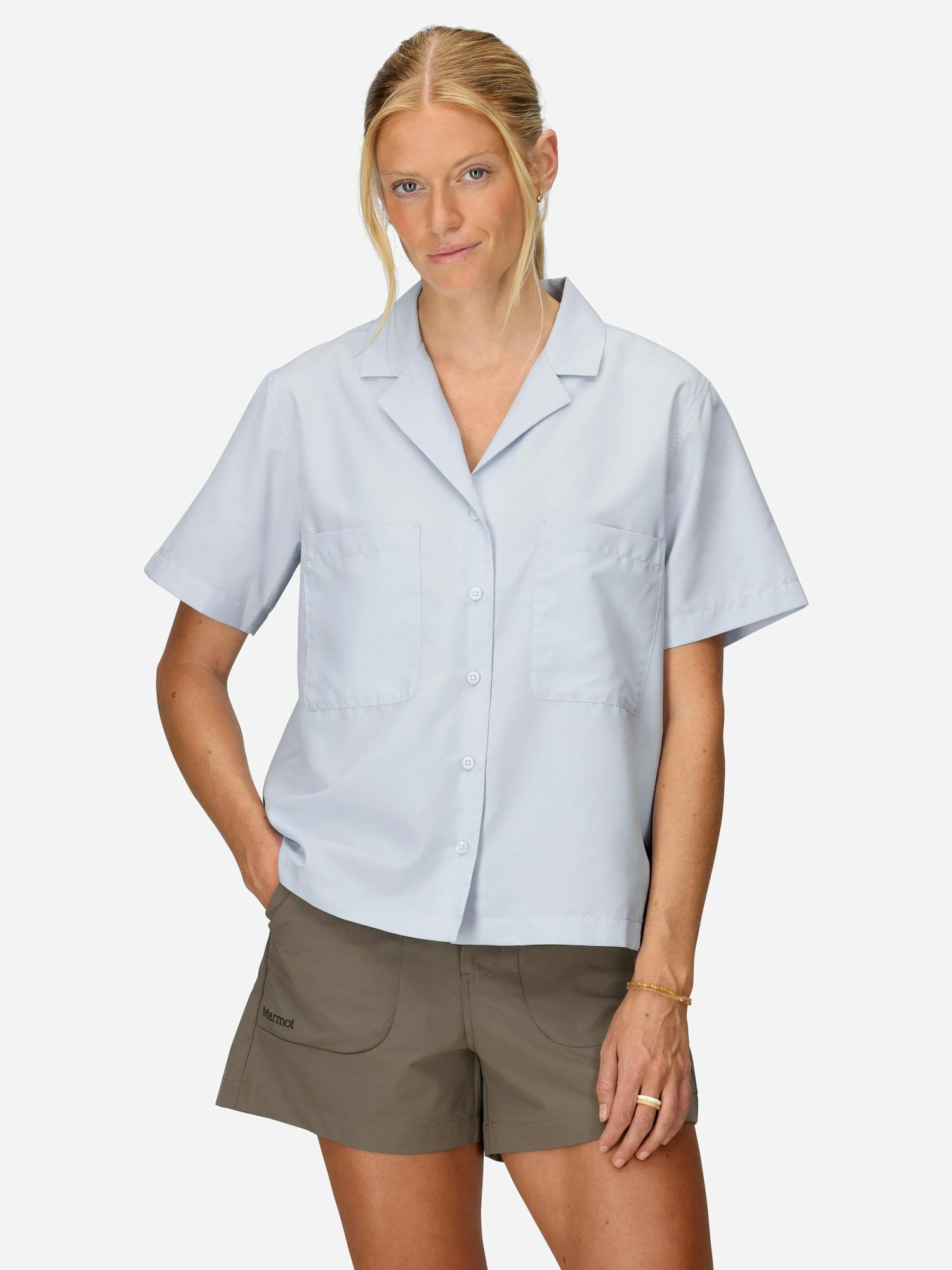 Marmot Women's AirExchange UPF 40 Short-Sleeve Camp Collared Shirt (Spring 2025) in Vapor