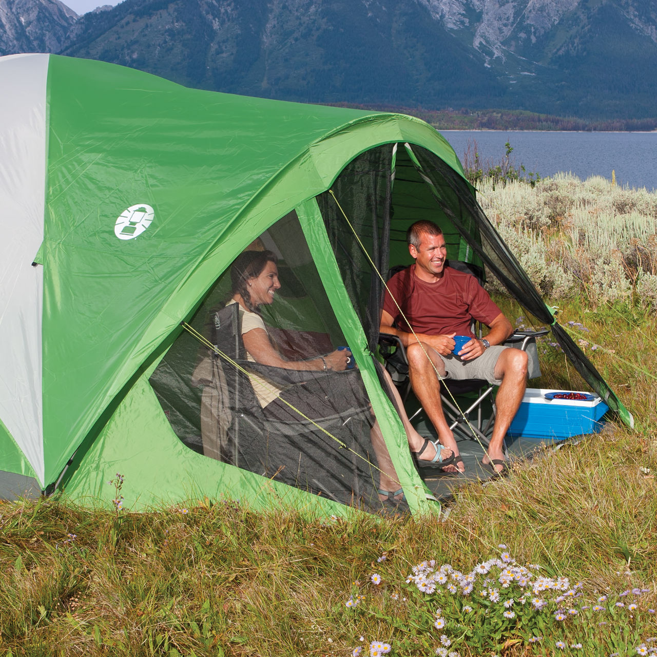 Coleman Evanston™ Screened 6-Person Tent | 10 ft x 9 ft | Palm Green
