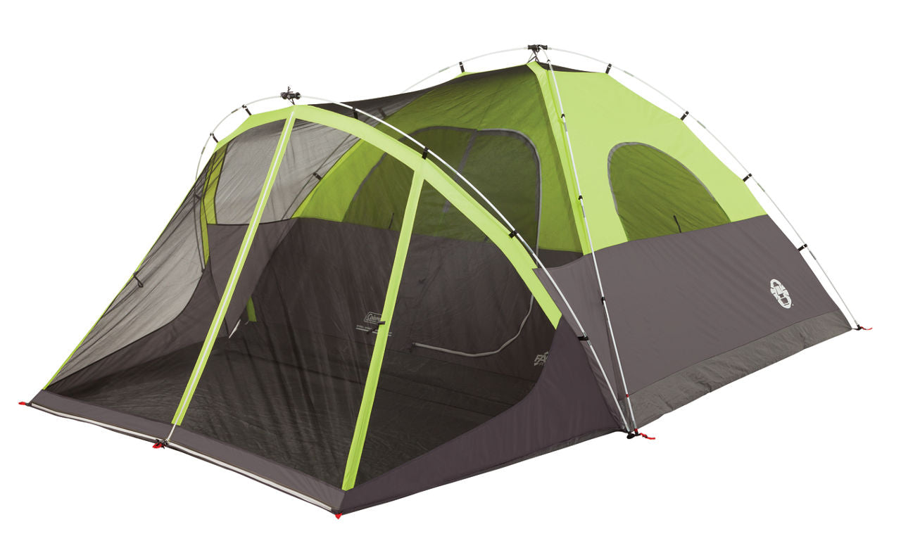 Coleman 6-Person Steel Creek™ Fast Pitch™ Dome Camping Tent with Screen Room | Green | 8 x 7 ft | Green & White