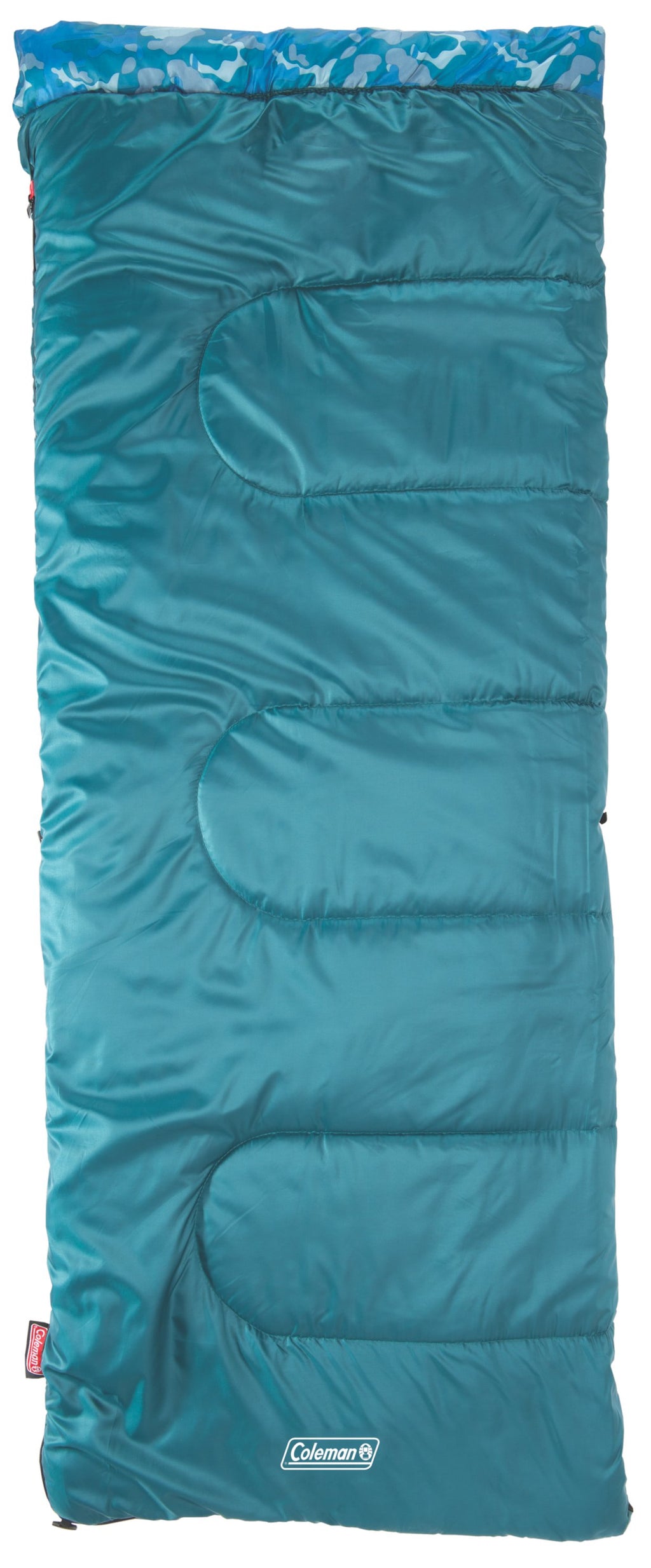 Coleman Kids Camo™ 45°F Youth Sleeping Bag | Blue Camo | 66"l X 26"w,"ecomfeature1"benefitlong":"stay Comfortable