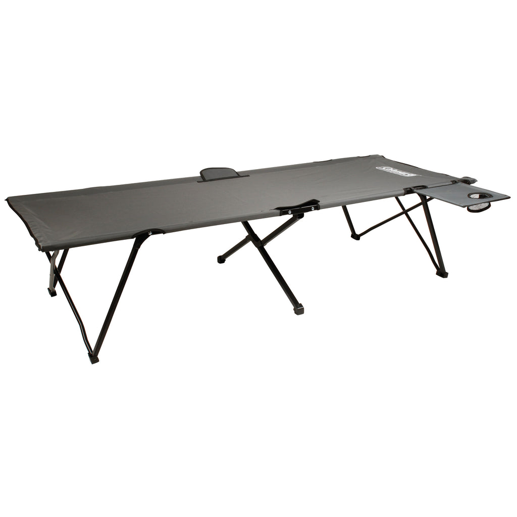 Coleman Pack-Away® Camping Cot with Side Table | Grey | Cup Holder