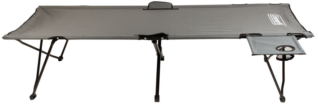 Coleman Pack-Away® Camping Cot with Side Table | Grey | Cup Holder