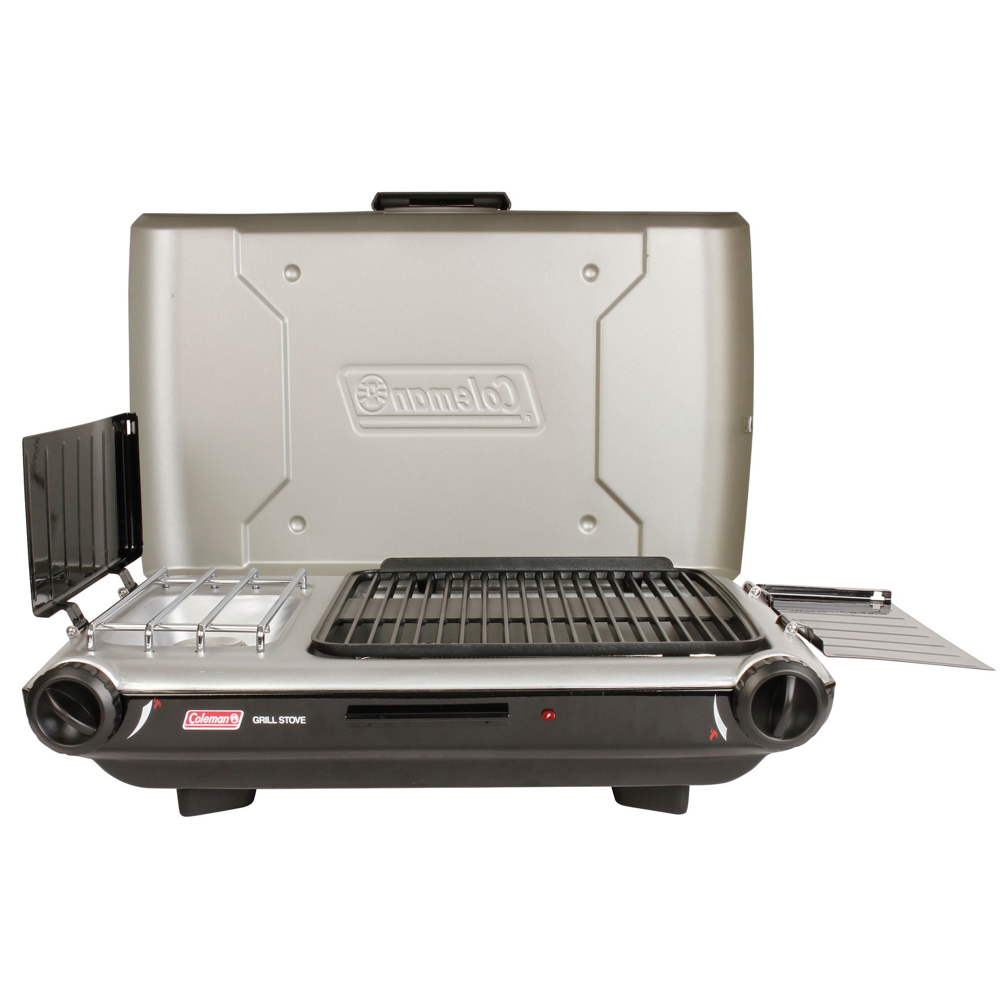 Coleman Deluxe Tabletop Propane 2-in-1 Grill/Stove | 2-Burner | Black | Push-Button Ignition