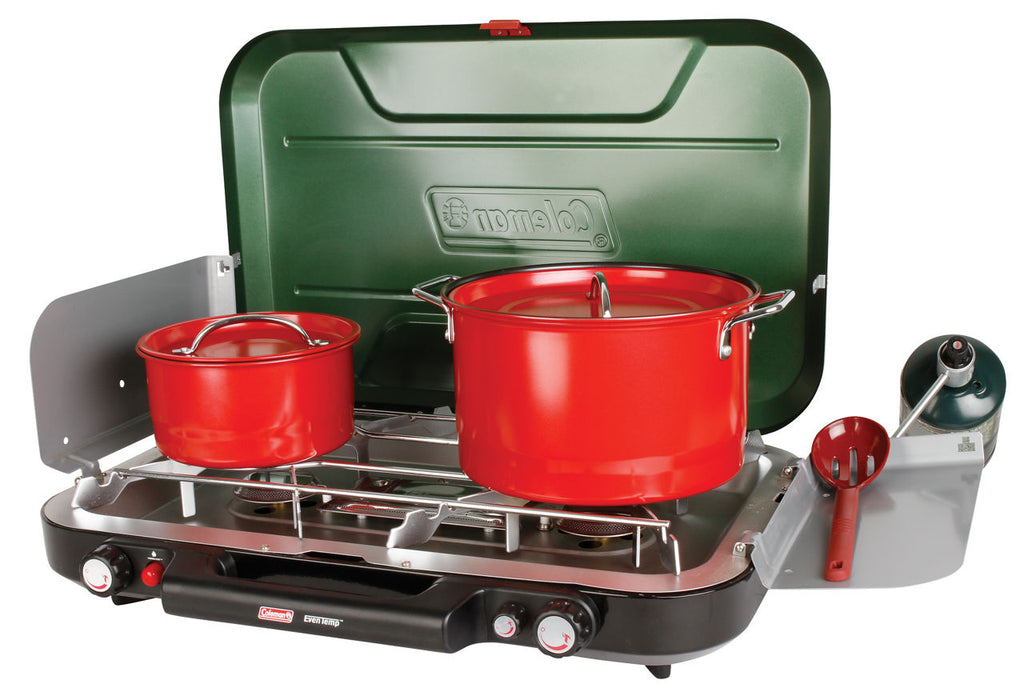 Coleman Even-Temp™ Propane Gas Camping Stove | 3-Burner | Green | Push-Button Ignition