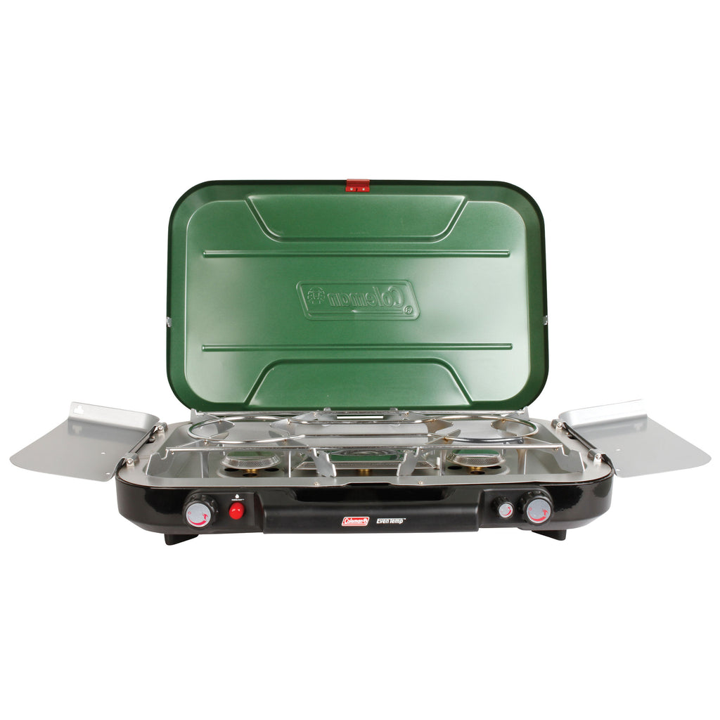Coleman Even-Temp™ Propane Gas Camping Stove | 3-Burner | Green | Push-Button Ignition