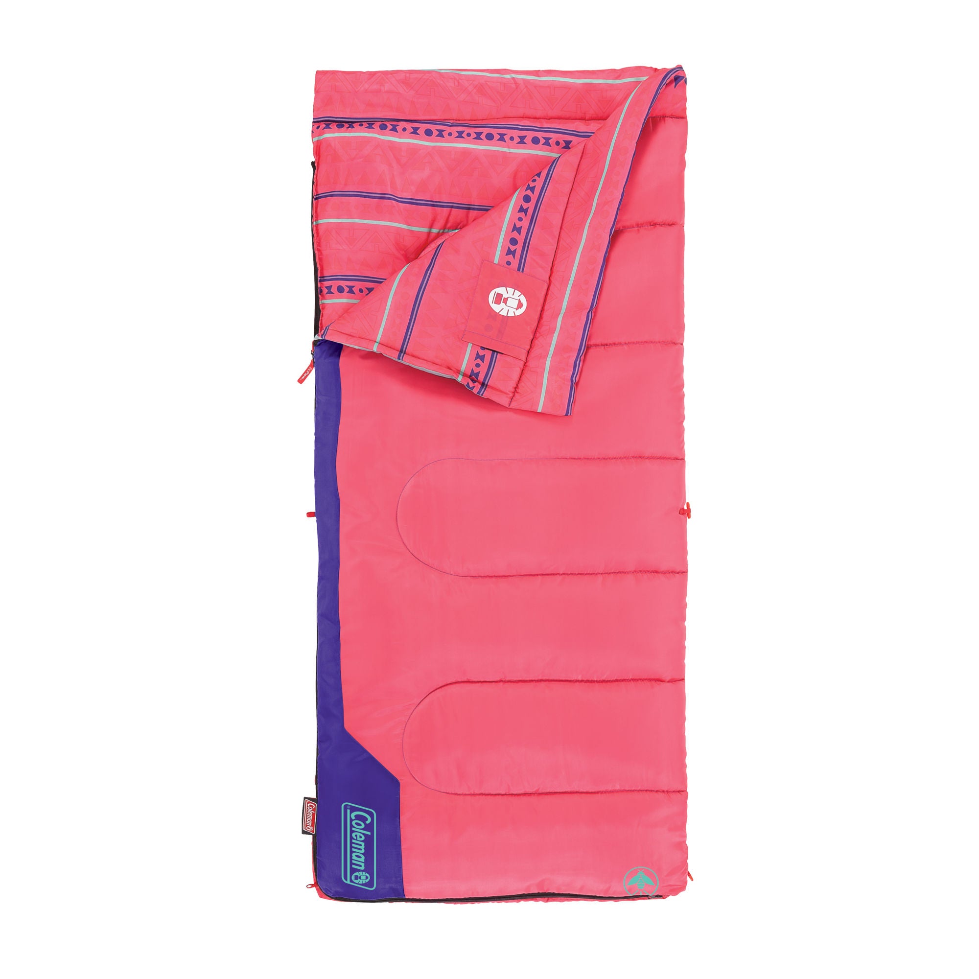 Coleman Kids 50°F Cool-Weather Sleeping Bag | Pink | 60"l X 26"w | Pink/purple