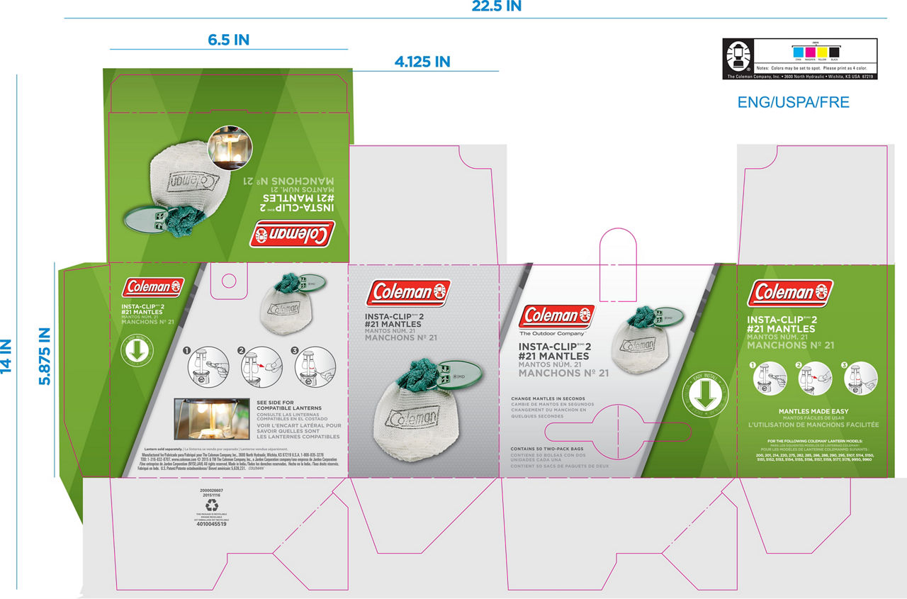Coleman Insta-Clip® II #21 Mantles | 2-Pack | Green & White