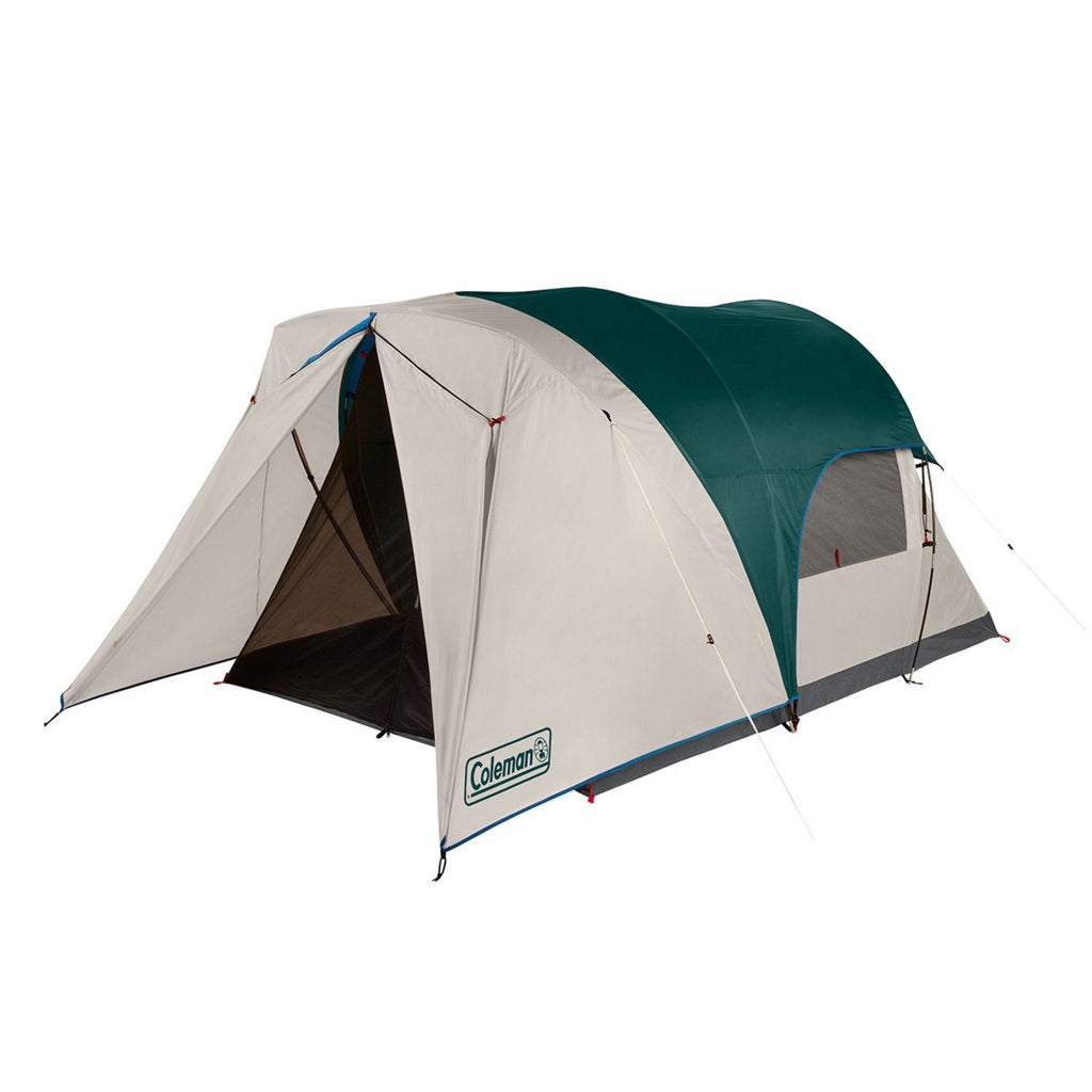 Coleman 6-Person Cabin Tent with Enclosed Weatherproof Screened Porch | Evergreen | Panoramic Windows | 13 x 10 ft