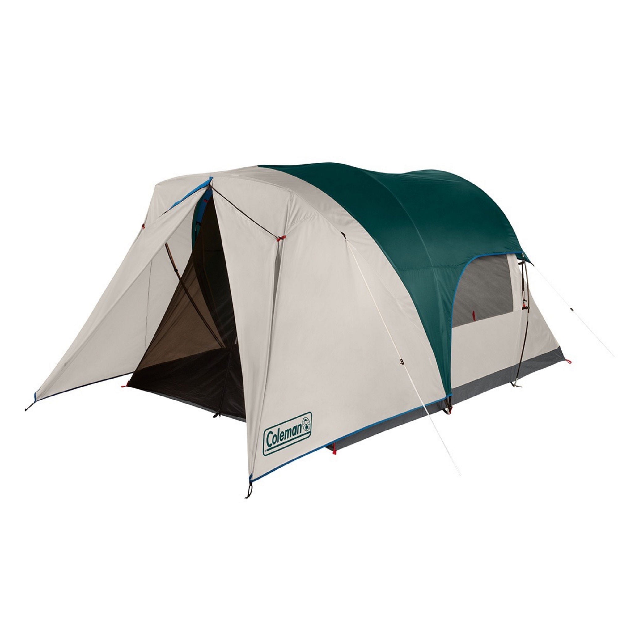 Coleman 6-Person Cabin Tent with Enclosed Weatherproof Screened Porch | Evergreen | Panoramic Windows | 13 x 10 ft