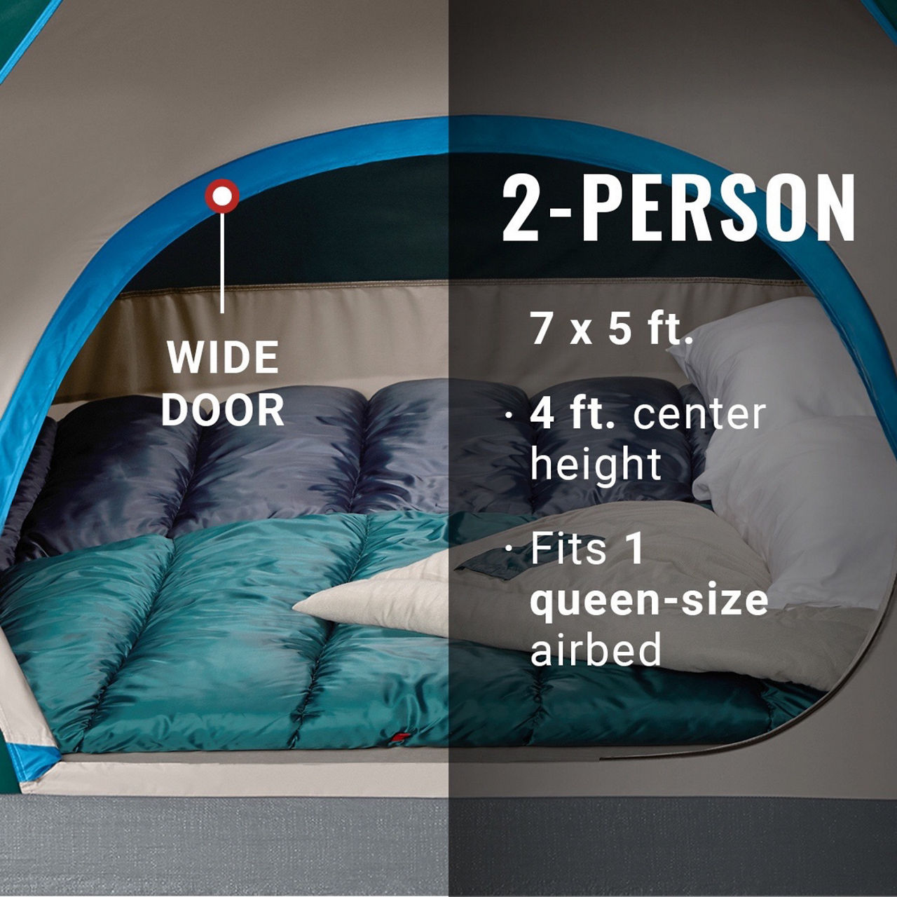 Coleman 2-Person Skydome™ Camping Tent | 7 x 5 ft | Evergreen