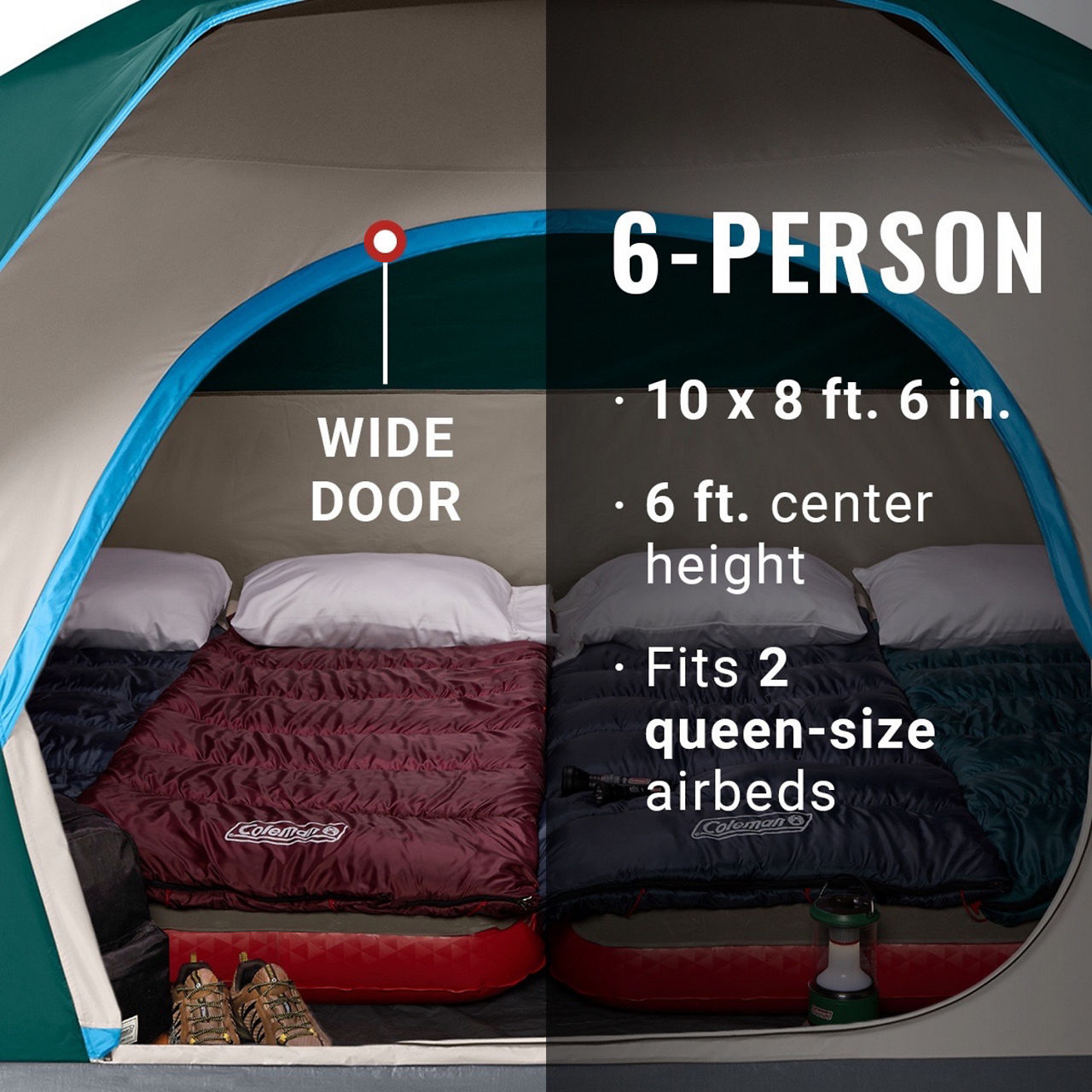 Coleman 6-Person Skydome™ Camping Tent | 10ft x 8ft x 6 | Evergreen