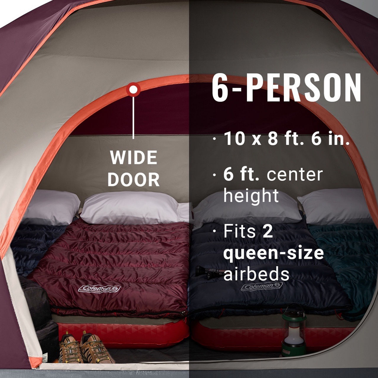 Coleman 6-Person Skydome™ Camping Tent | 10 x 8'6" | Blackberry