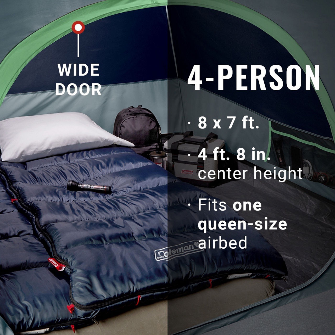 Coleman 4-Person Skydome™ Camping Tent | 8 x 7 ft | Blue Nights