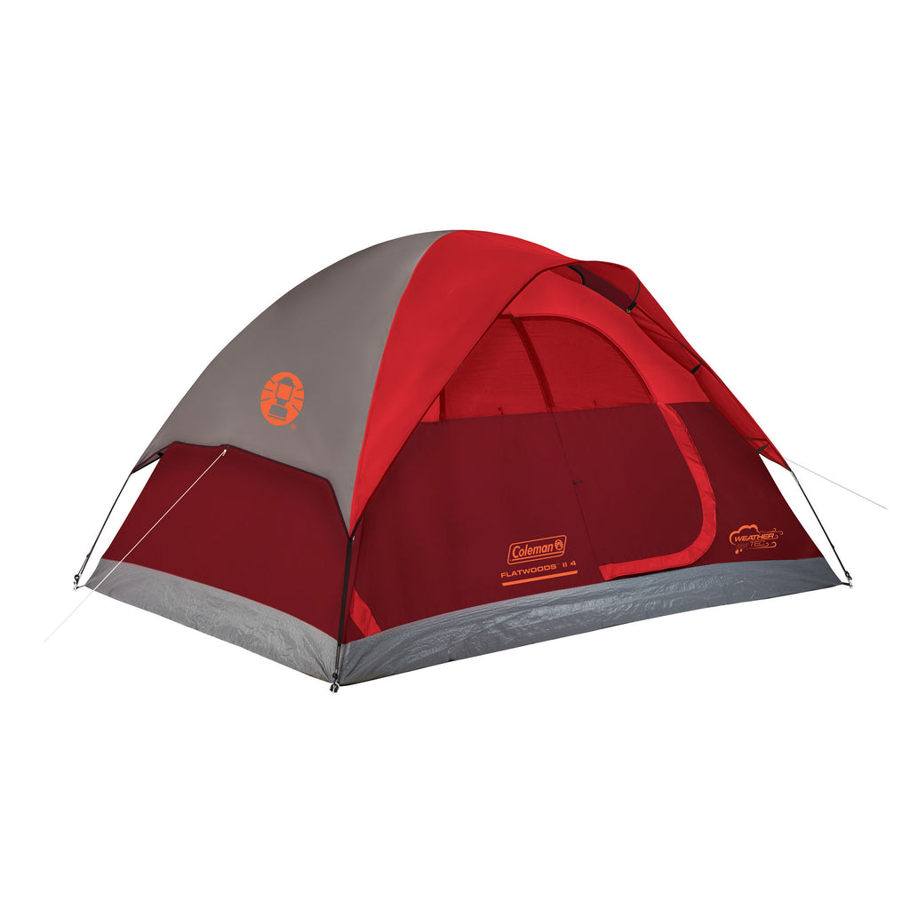 Coleman 4-Person Flatwoods II™ Lightweight Dome Camping Tent | 9 x 7 ft | Red