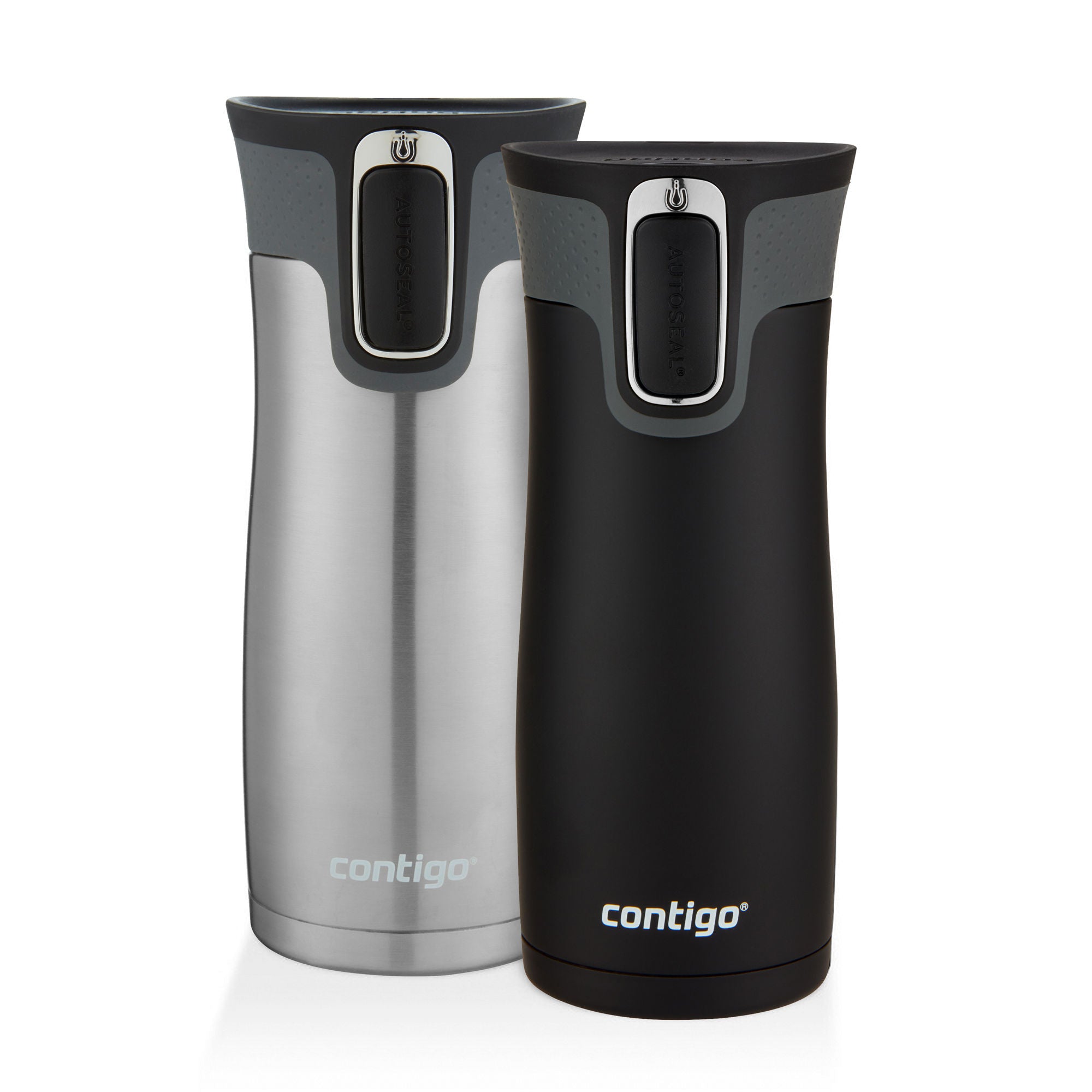 Contigo® West Loop 2.0 Stainless Steel Travel Mug with AUTOSEAL®Lid | 16oz | 2-Pack | Black & Stainless Steel | Cup Holder