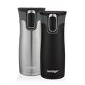Contigo® West Loop 2.0 Stainless Steel Travel Mug with AUTOSEAL®Lid | 16oz | 2-Pack | Black & Stainless Steel | Cup Holder