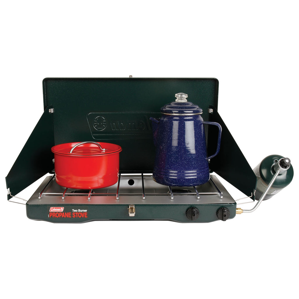Coleman Classic Propane Gas Camping Stove | 2-Burner | Green | 20,000 BTUs | 2 Independently Adjustable Burners | Easy Cleaning