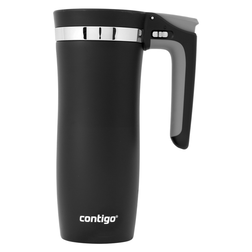 Contigo® Handled Stainless Steel Travel Mug with Easy-Clean AUTOSEAL® Lid | 16oz | Matte Black | Cup Holder