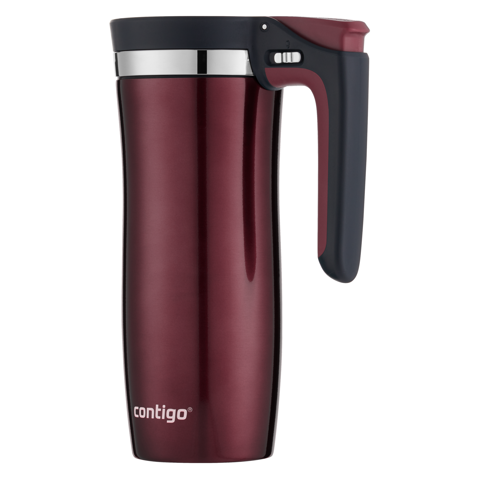 Contigo® Handled Stainless Steel Travel Mug with Easy-Clean AUTOSEAL® Lid | 16oz | Spiced Wine | Cup Holder