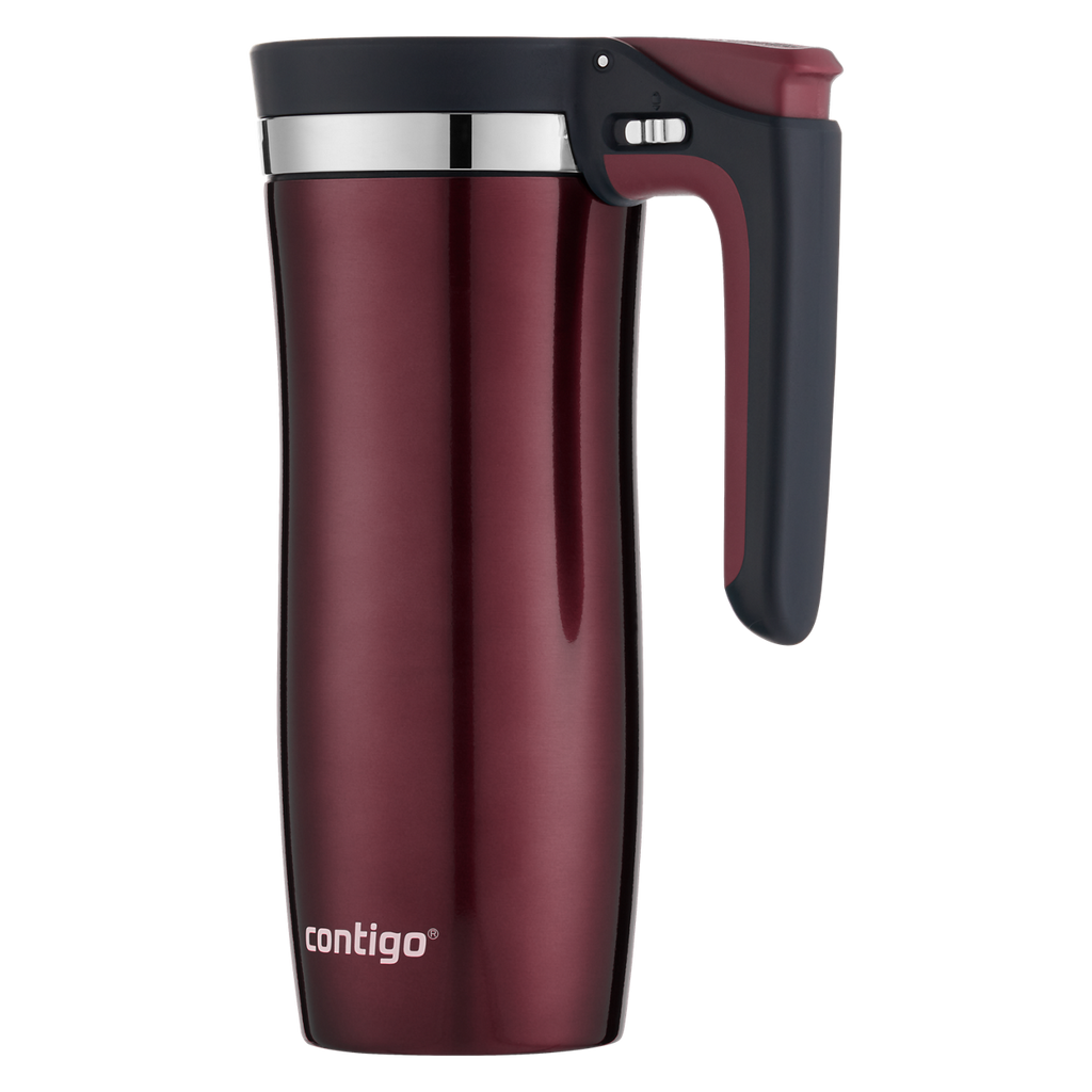 Contigo® Handled Stainless Steel Travel Mug with Easy-Clean AUTOSEAL® Lid | 16oz | Spiced Wine | Cup Holder