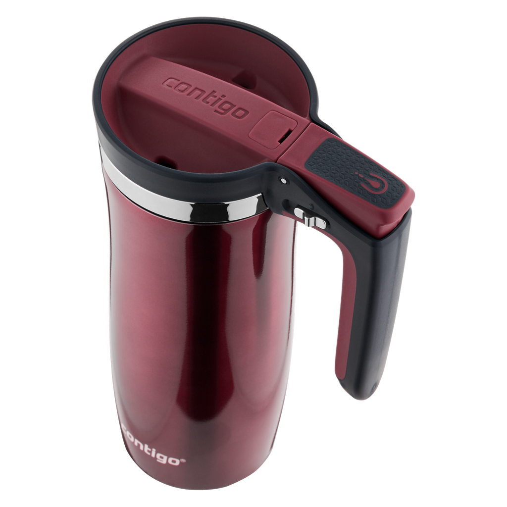 Contigo® Handled Stainless Steel Travel Mug with Easy-Clean AUTOSEAL® Lid | 16oz | Spiced Wine | Cup Holder
