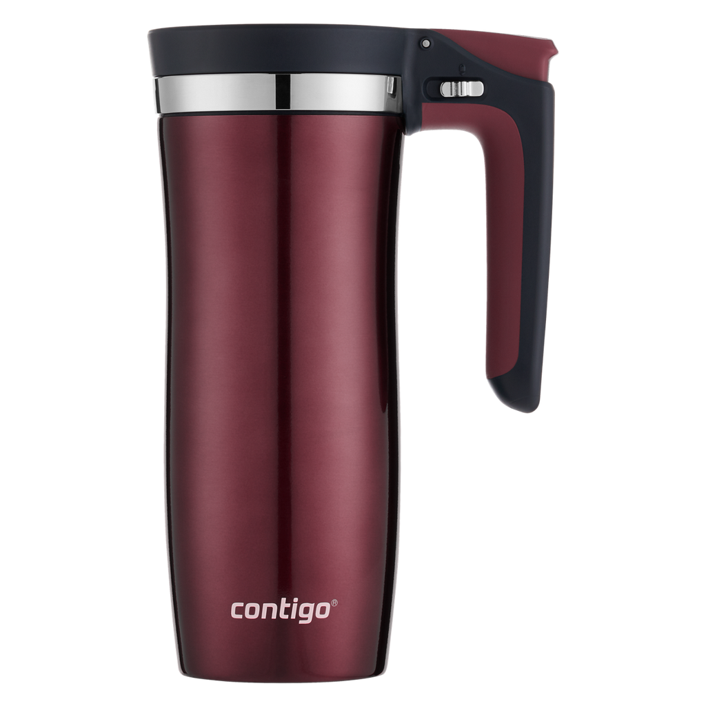 Contigo® Handled Stainless Steel Travel Mug with Easy-Clean AUTOSEAL® Lid | 16oz | Spiced Wine | Cup Holder