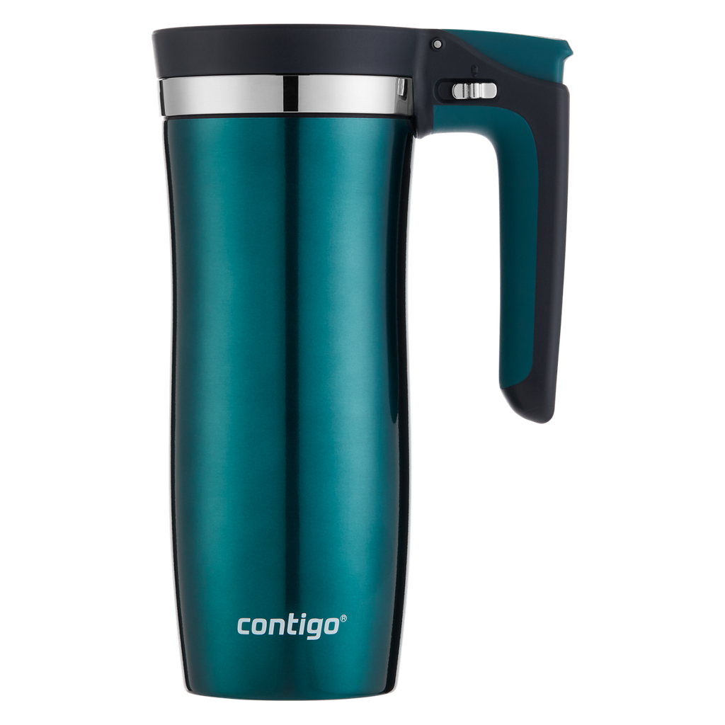 Contigo® Handled Stainless Steel Travel Mug with Easy-Clean AUTOSEAL® Lid | 16oz | Evergreen | Cup Holder