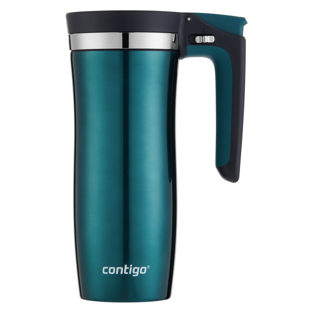 Contigo® Handled Stainless Steel Travel Mug with Easy-Clean AUTOSEAL® Lid | 16oz | Evergreen | Cup Holder