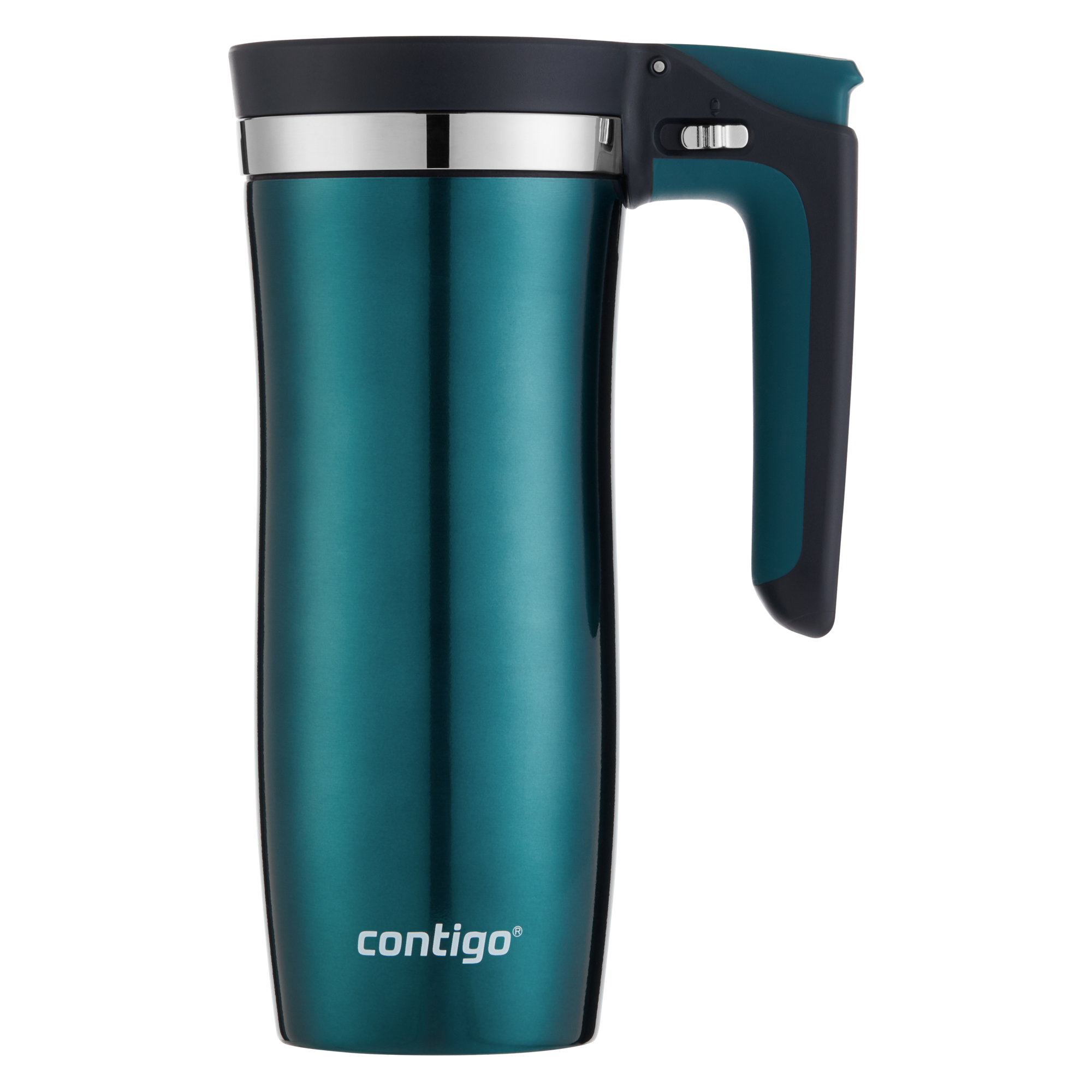 Contigo® Handled Stainless Steel Travel Mug with Easy-Clean AUTOSEAL® Lid | 16oz | Evergreen | Cup Holder
