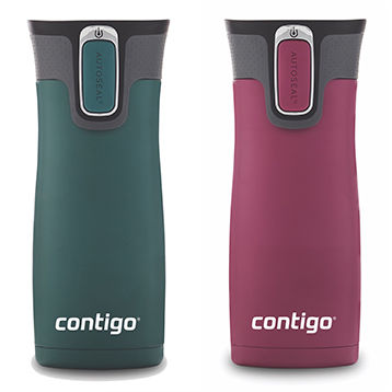 Contigo® West Loop 2.0 Stainless Steel Travel Mug with AUTOSEAL®Lid | 16oz | 2-Pack | Earl Grey & Dark Plum | Cup Holder