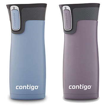Contigo® West Loop 2.0 Stainless Steel Travel Mug with AUTOSEAL®Lid | 16oz | 2-Pack | Earl Grey & Dark Plum | Cup Holder