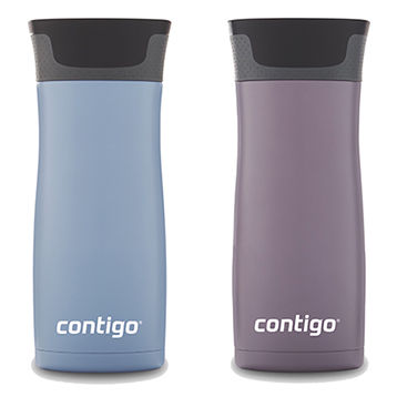 Contigo® West Loop 2.0 Stainless Steel Travel Mug with AUTOSEAL®Lid | 16oz | 2-Pack | Earl Grey & Dark Plum | Cup Holder