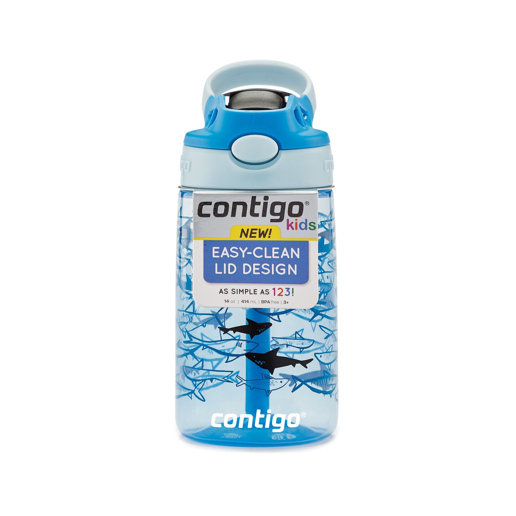 Contigo® Kids Straw Water Bottle with AUTOSPOUT® Lid | 14oz | Sharks