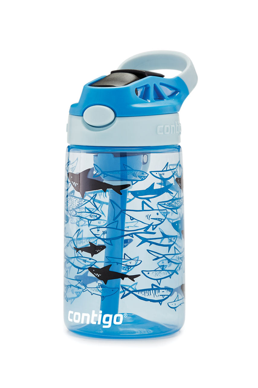 Contigo® Kids Straw Water Bottle with AUTOSPOUT® Lid | 14oz | Sharks