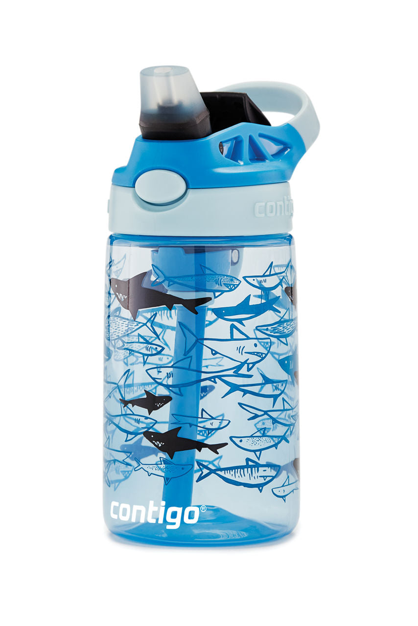 Contigo® Kids Straw Water Bottle with AUTOSPOUT® Lid | 14oz | Sharks