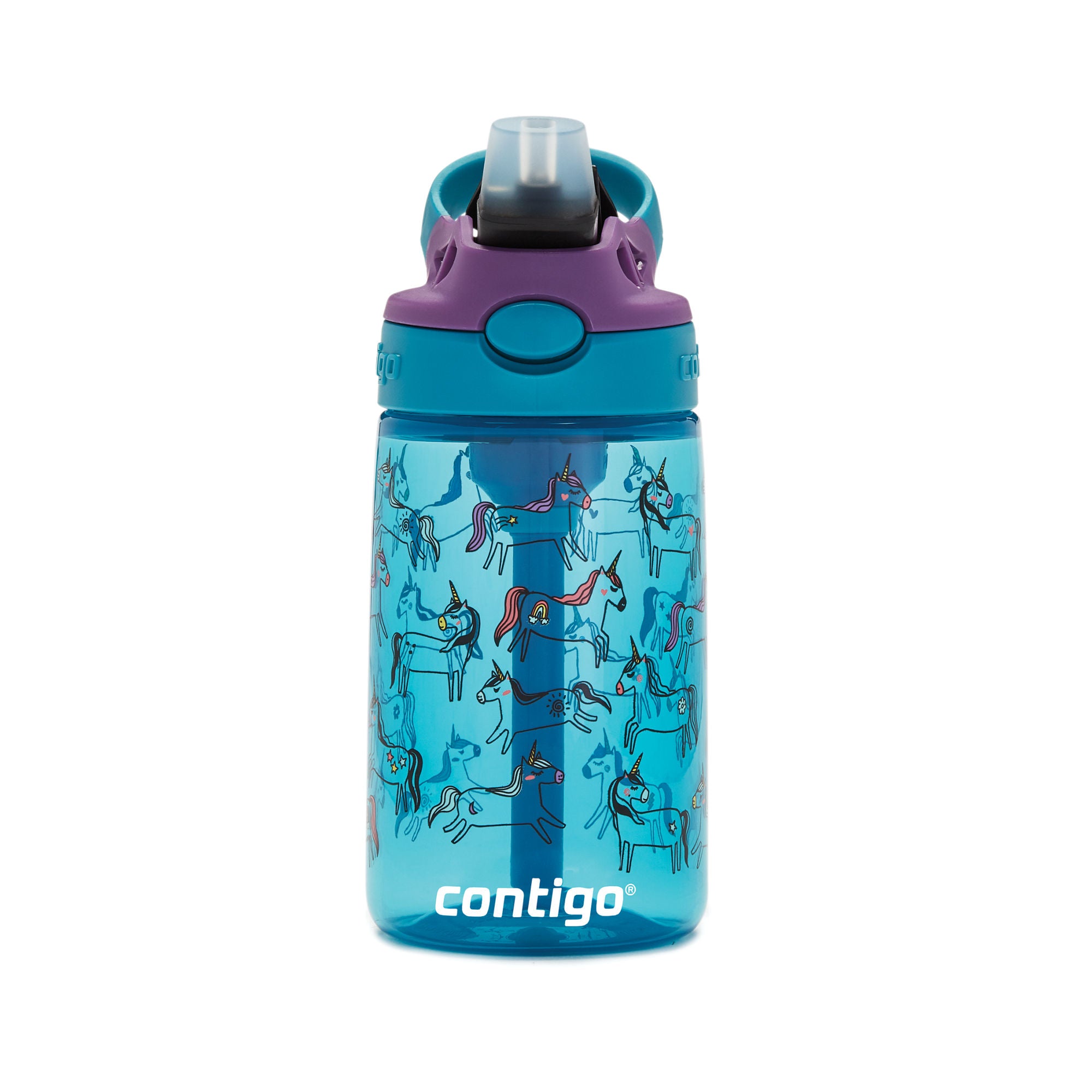 Contigo® Kids Straw Water Bottle with AUTOSPOUT® Lid | 14oz | Unicorns