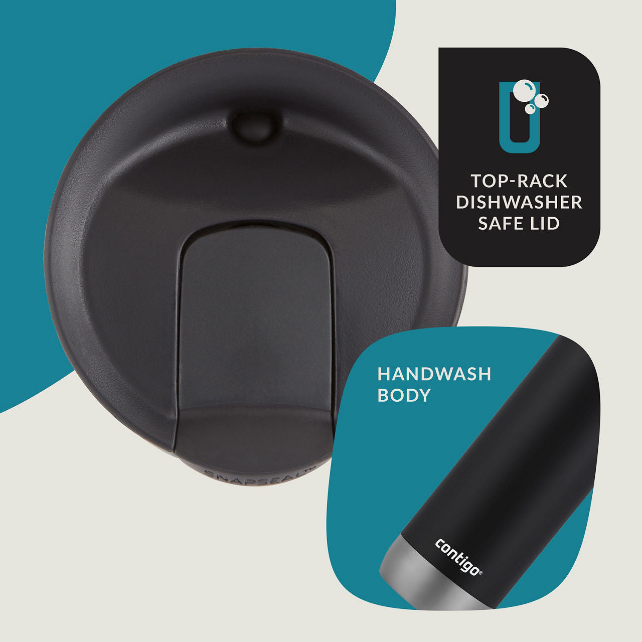 Contigo® Huron 2.0 Stainless Steel Travel Mug with SNAPSEAL™ Lid | 16oz | Licorice | Cup Holder