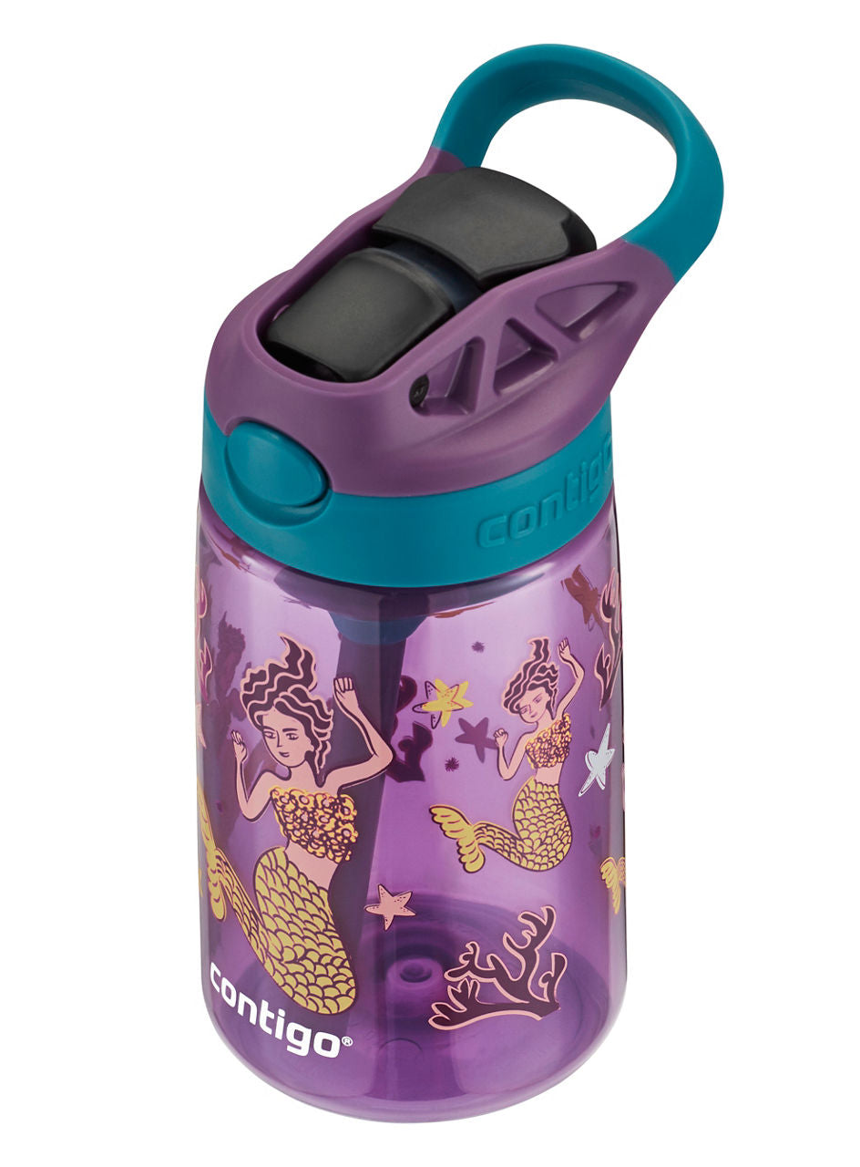 Contigo® Kids Straw Water Bottle with AUTOSPOUT® Lid | 14oz | Eggplant Mermaid