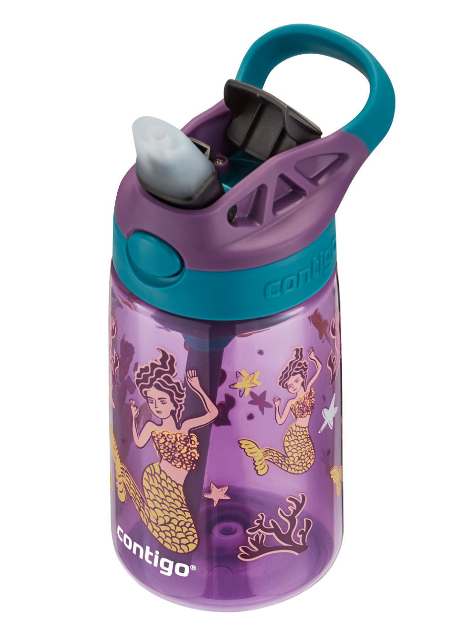 Contigo® Kids Straw Water Bottle with AUTOSPOUT® Lid | 14oz | Eggplant Mermaid