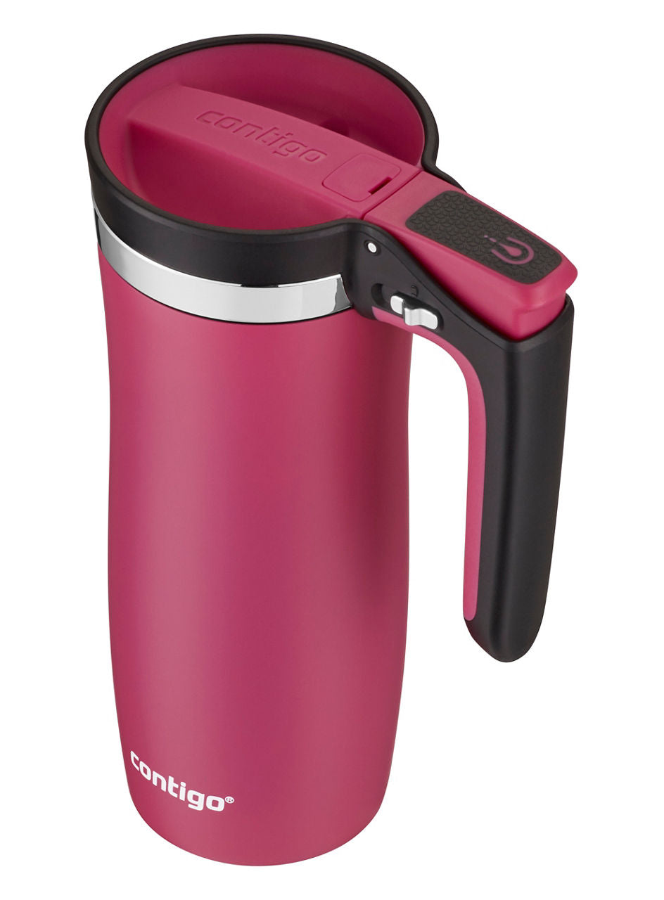 Contigo® Handled Stainless Steel Travel Mug with Easy-Clean AUTOSEAL® Lid | 16oz | Dragon Fruit | Cup Holder