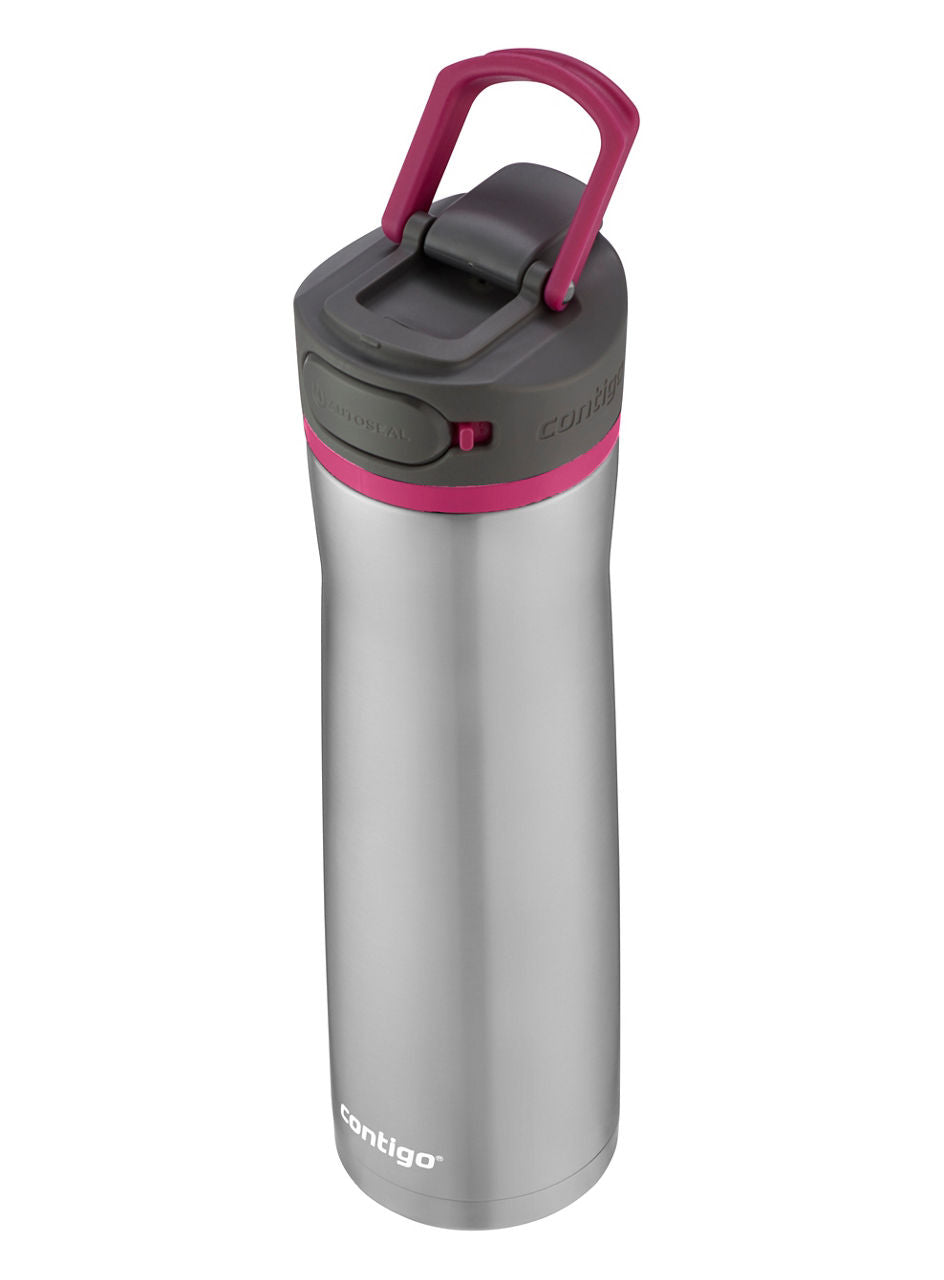 Contigo® Cortland Chill 2.0 Insulated Stainless Steel Water Bottle with AUTOSEAL® Lid | 24oz | Stainless Steel / Dragon Fruit | Cup Holder