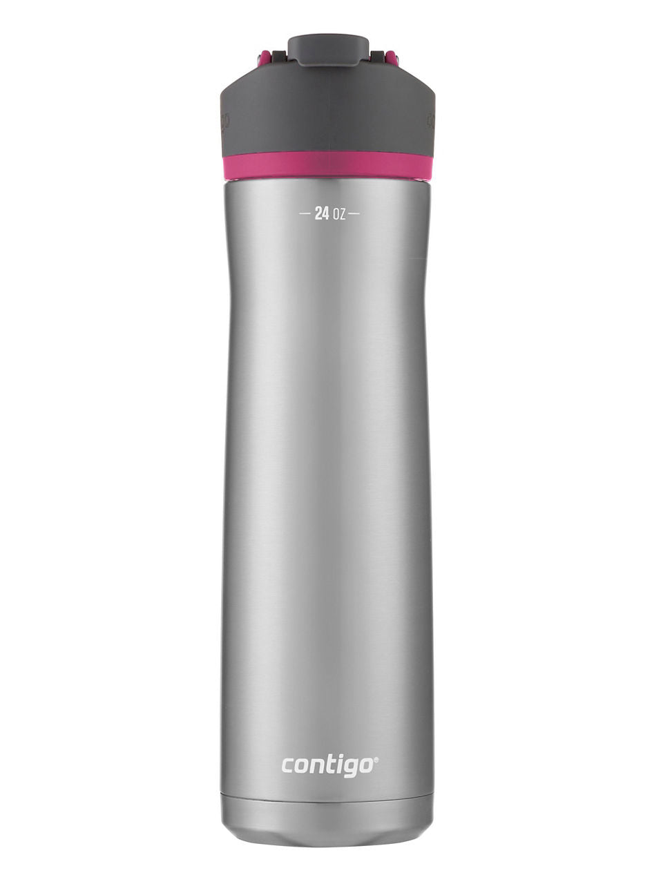 Contigo® Cortland Chill 2.0 Insulated Stainless Steel Water Bottle with AUTOSEAL® Lid | 24oz | Stainless Steel / Dragon Fruit | Cup Holder